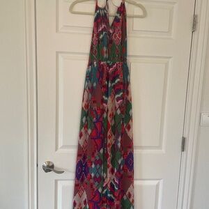 Anthropologie Maeve Tarana Maxi Dress Sz 8 Multi Color Mixed Print Boho